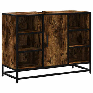 Bathroom Sink Cabinet Smoked Oak Engineered wood, metal Medium