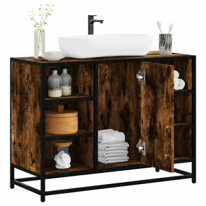 Bathroom Sink Cabinet Smoked Oak Engineered wood, metal Medium