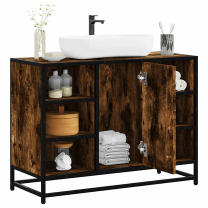 Bathroom Sink Cabinet Smoked Oak Engineered wood, metal Medium