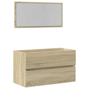 Bathroom Cabinet With Mirror Sonoma oak Engineered wood