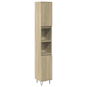 Bathroom Cabinet Sonoma oak Engineered wood, Iron Slim and tall