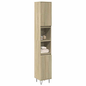 Bathroom Cabinet Sonoma oak Engineered wood, Iron Slim and tall