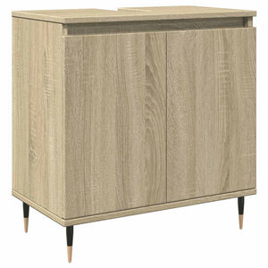 Bathroom Cabinet Sonoma Oak Engineered Wood, Iron Bathroom Cabinet