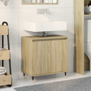 Bathroom Cabinet Sonoma Oak Engineered Wood, Iron Bathroom Cabinet