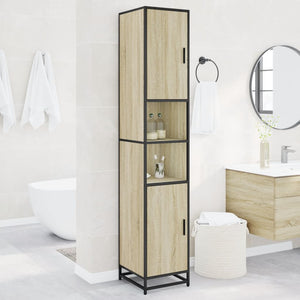Bathroom Cabinet Sonoma oak Engineered Wood Tall Bathroom Cabinet