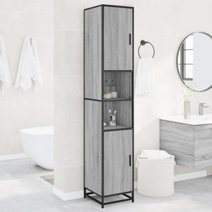 Bathroom Cabinet Grey Sonoma Engineered wood, metal Tall