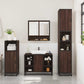 Bathroom Furniture Set Brown Oak Engineered Wood, Metal, Glass