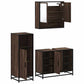 Bathroom Furniture Set Brown Oak Engineered Wood, Metal, Glass