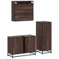 Bathroom Furniture Set Brown Oak Engineered Wood, Metal, Glass