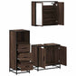 Bathroom Furniture Set Brown Oak Engineered Wood, Metal, Glass