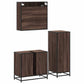 Bathroom Furniture Set Brown Oak Engineered Wood, Metal, Glass