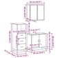 Bathroom Furniture Set Brown Oak Engineered Wood, Metal, Glass