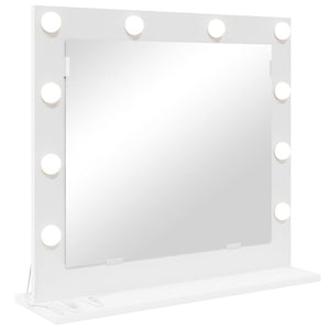 Vanity Mirror with LED Lights White 60x55x18 cm