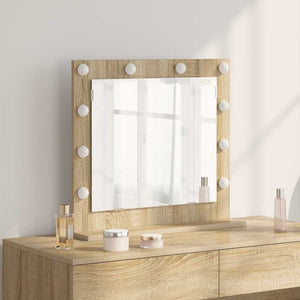 Vanity Mirror with LED Lights Sonoma Oak 60x55x18 cm