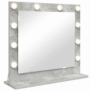 Vanity Mirror with LED Lights Concrete Grey 60x55x18 cm
