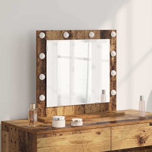 Vanity Mirror with LED Lights Old Wood 60x55x18 cm