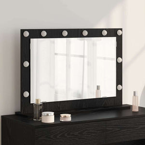 Vanity Mirror with LED Lights Black Oak 80x55x18 cm
