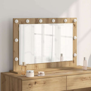 Vanity Mirror Artisan Oak, White Wood, Metal, Glass Medium Mirror