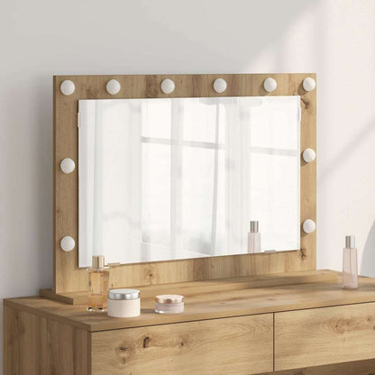 Vanity Mirror Artisan Oak, White Wood, Metal, Glass Medium Mirror