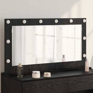 Vanity Mirror with LED Lights Black Oak 100x55x18 cm