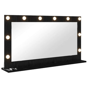 Vanity Mirror with LED Lights Black Oak 100x55x18 cm