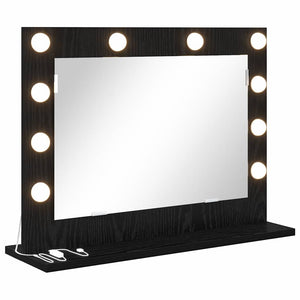 Vanity Mirror with LED Lights Black Oak 60x45x18 cm