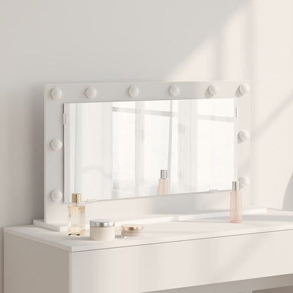 Vanity Mirror with LED Lights White 80x45x18 cm