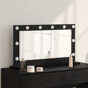 Vanity Mirror with LED Lights Black Oak 80x45x18 cm