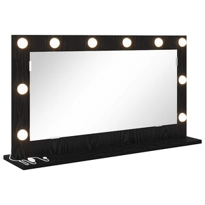Vanity Mirror with LED Lights Black Oak 80x45x18 cm