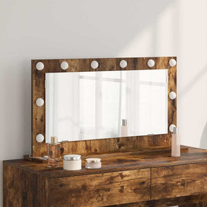 Vanity Mirror Smoked Oak, Silver Wood, Glass 31.5 x 17.7 in