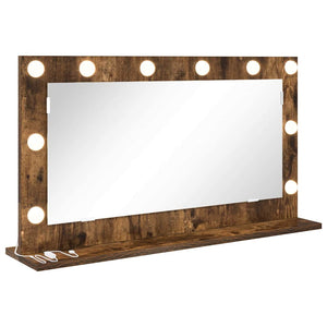 Vanity Mirror Smoked Oak, Silver Wood, Glass 31.5 x 17.7 in