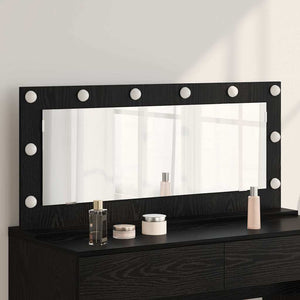 Vanity Mirror with LED Lights in Black Oak, 100x45x18 cm