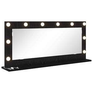 Vanity Mirror with LED Lights in Black Oak, 100x45x18 cm