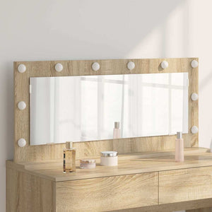 Vanity Mirror with LED Lights Sonoma Oak 100x45x18 cm
