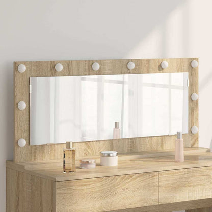 Vanity Mirror with LED Lights Sonoma Oak 100x45x18 cm