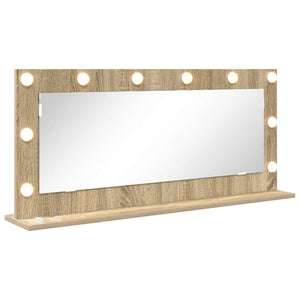 Vanity Mirror with LED Lights Sonoma Oak 100x45x18 cm
