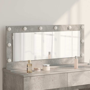 Vanity Mirror with LED Lights in Concrete Grey 100x45x18 cm