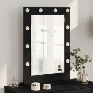Vanity Mirror with LED Lights Black Oak 70x50x18 cm