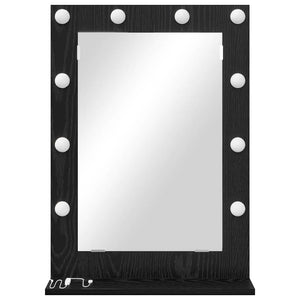 Vanity Mirror with LED Lights Black Oak 70x50x18 cm