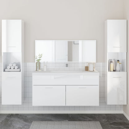 Bathroom Furniture Set High gloss white Engineered wood
