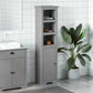 Bathroom Cabinet Grey Solid pine wood, engineered wood, metal