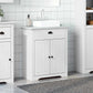 Bathroom Sink Cabinet White Solid Pinewood Storage Rectangular
