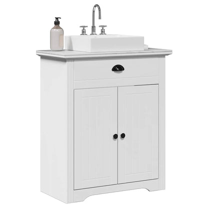Bathroom Sink Cabinet White Solid Pinewood Storage Rectangular