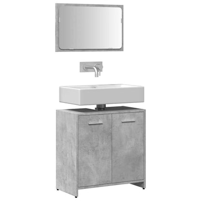 Bathroom Cabinet With Mirror Concrete Grey Engineered Wood Medium