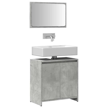 Bathroom Furniture Set Concrete Grey Engineered Wood, Glass Medium