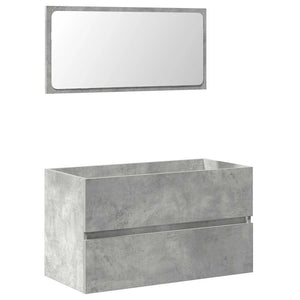 Bathroom Cabinet With Mirror Concrete Grey Engineered Wood 31.5 in