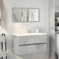 Bathroom Cabinet With Mirror Concrete Grey Engineered Wood 31.5 in