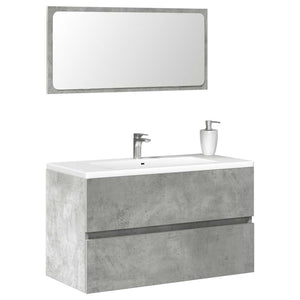 Bathroom Cabinet With Mirror Concrete Grey Engineered Wood 31.5 in