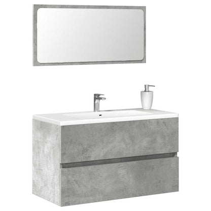 Bathroom Cabinet With Mirror Concrete Grey Engineered Wood 31.5 in