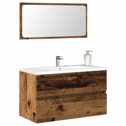 Bathroom Cabinet With Mirror Old Wood Engineered Wood Medium